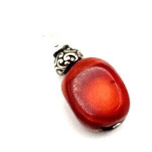 Brighton Full Moon Rising Orange Red Stone Silver Custom Silver Snap Charm